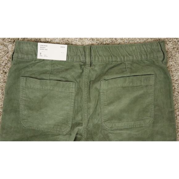 NWT American Eagle Corduroy Low Rise Baggy Wide Leg Green Womens 8 Short Stretch - Picture 3 of 8